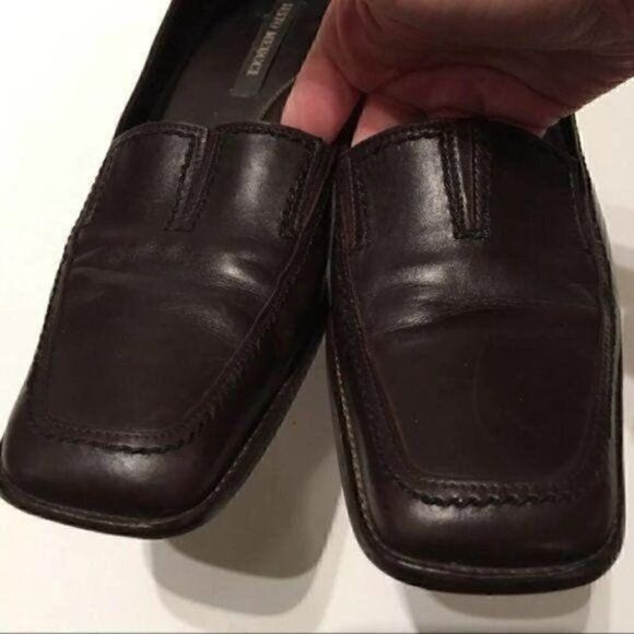Sesto Meucci Womens Heels size 7 Brown Italian Leather square toe vintage 90s - Picture 6 of 7
